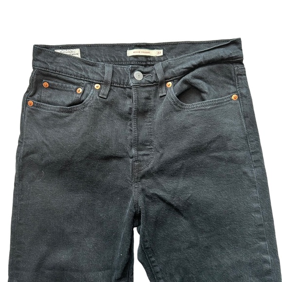 Levi's® Premium WEDGIE STRAIGHT FIT WOMEN'S JEANS black raw cut hem size 27 - Picture 2 of 8